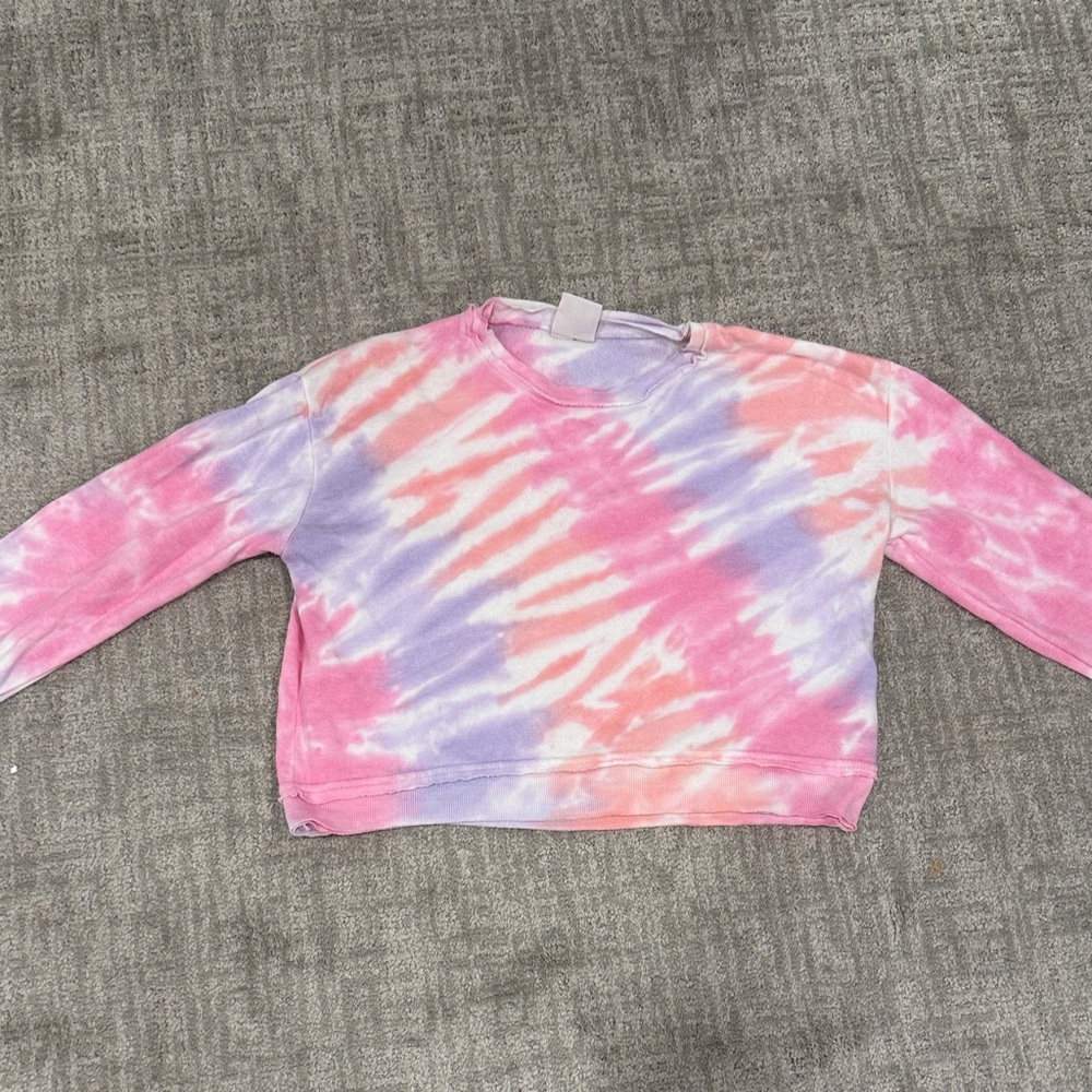 Tie-Dye Pink and Purple Women's Sweatshirt- Cropped